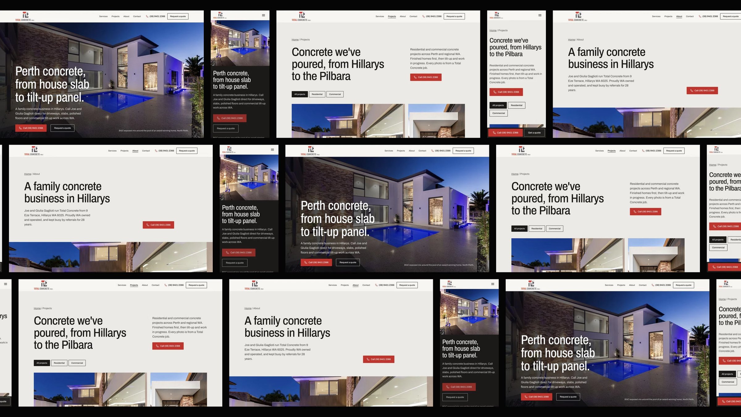 Total Concrete: desktop and mobile website designs