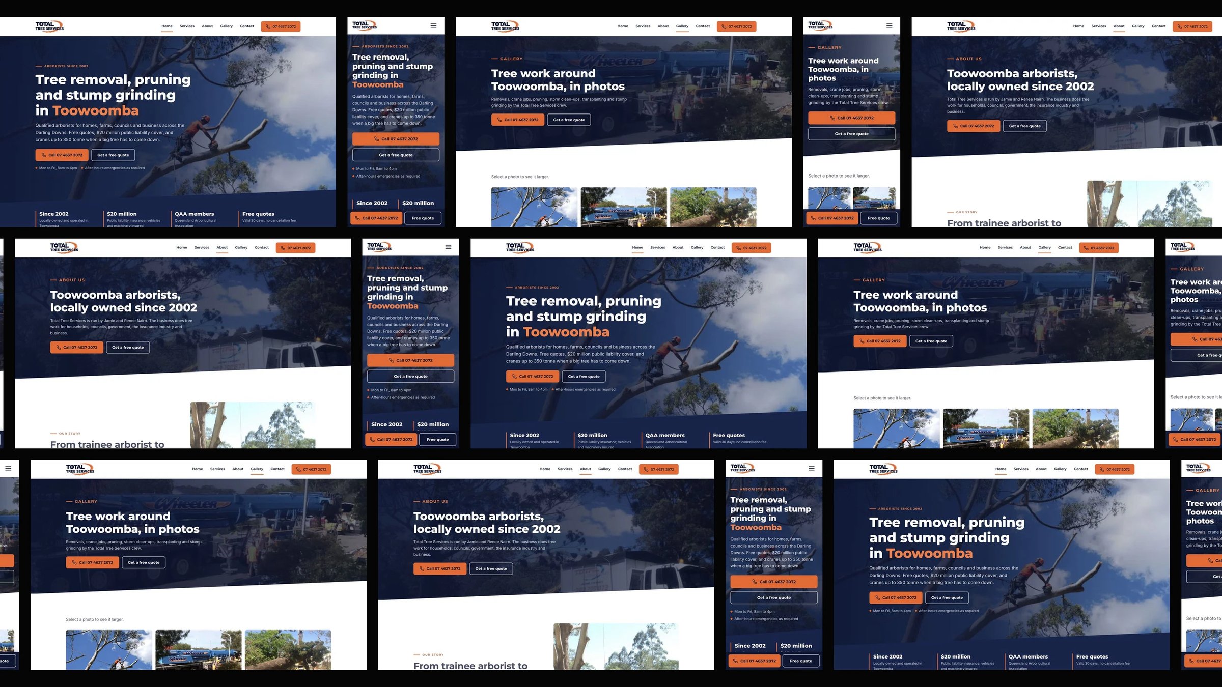 Total Tree Services: desktop and mobile website designs