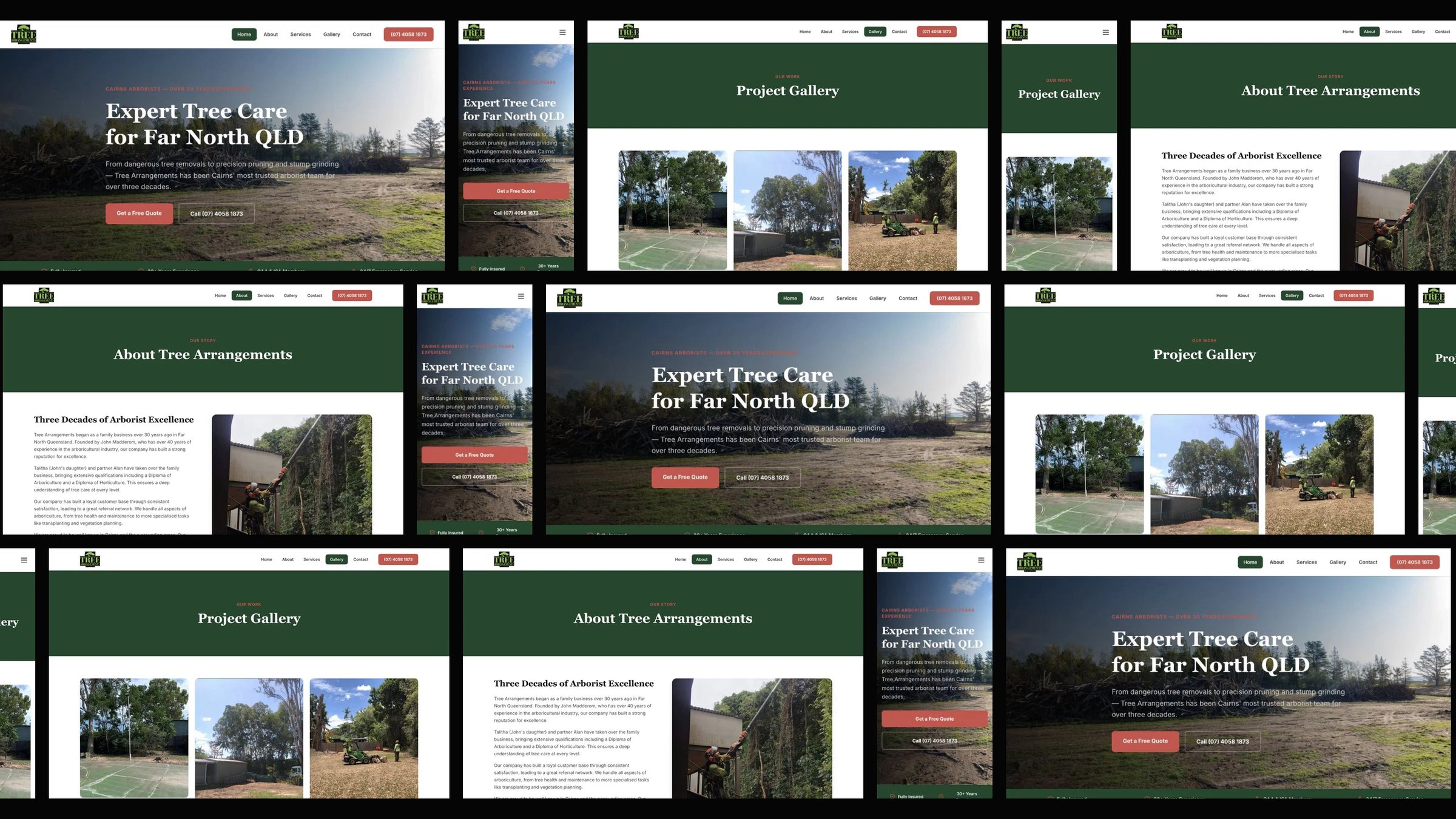 Tree Arrangements: desktop and mobile website designs