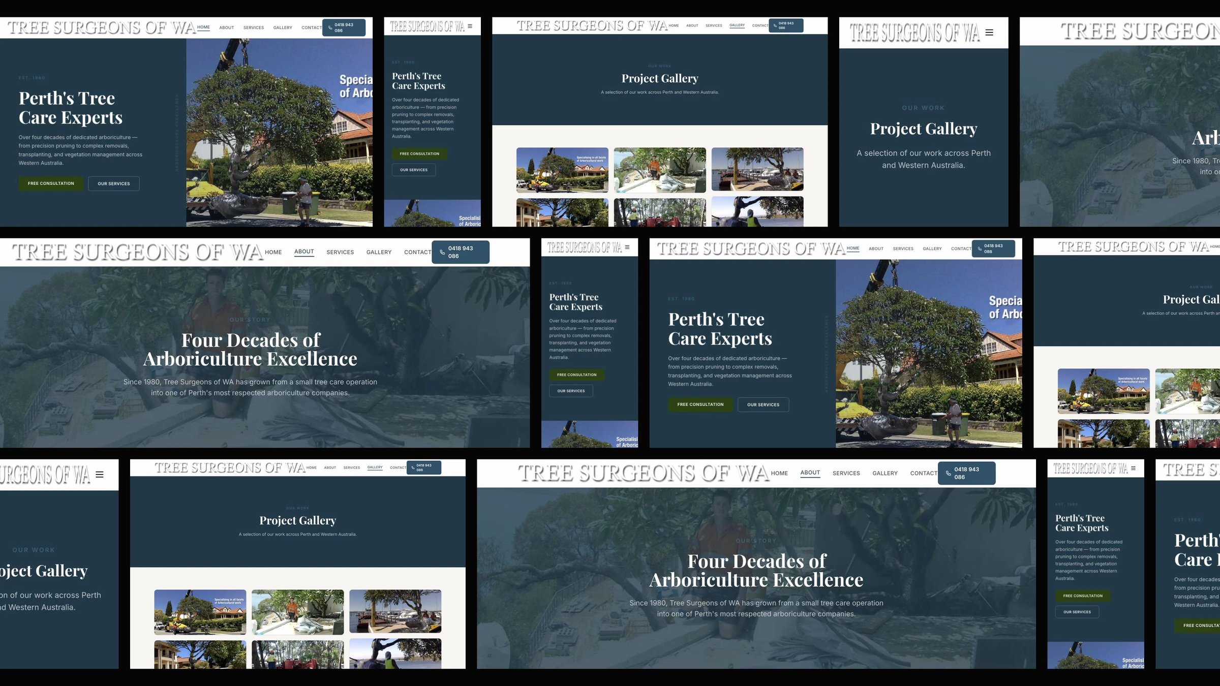 Tree Surgeons of WA: desktop and mobile website designs