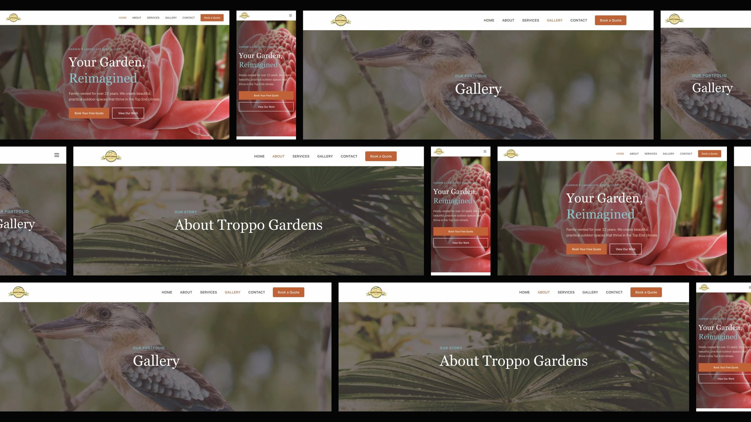 Troppo Gardens: desktop and mobile website designs