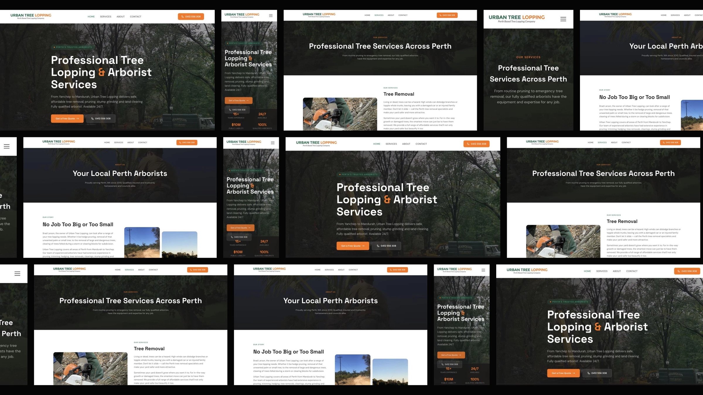 Urban Tree Lopping: desktop and mobile website designs