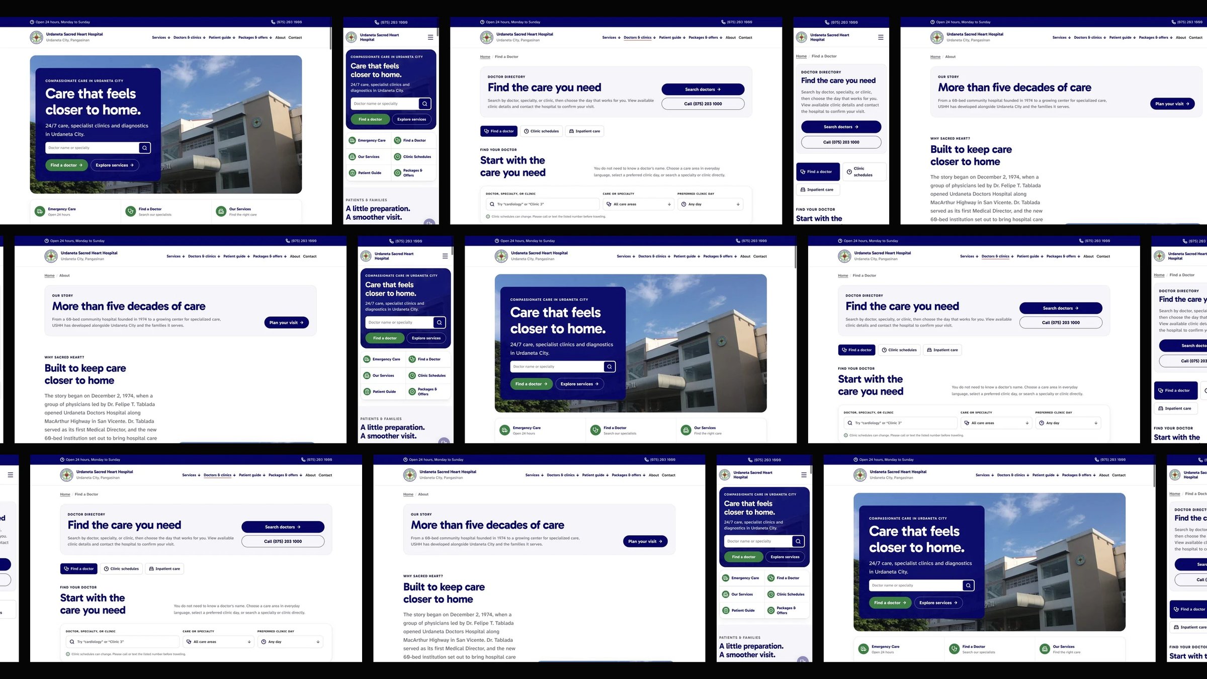 Urdaneta Sacred Heart Hospital: desktop and mobile website designs