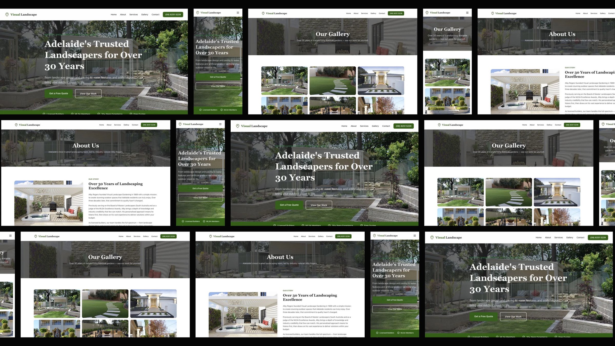 Visual Landscape Gardening: desktop and mobile website designs