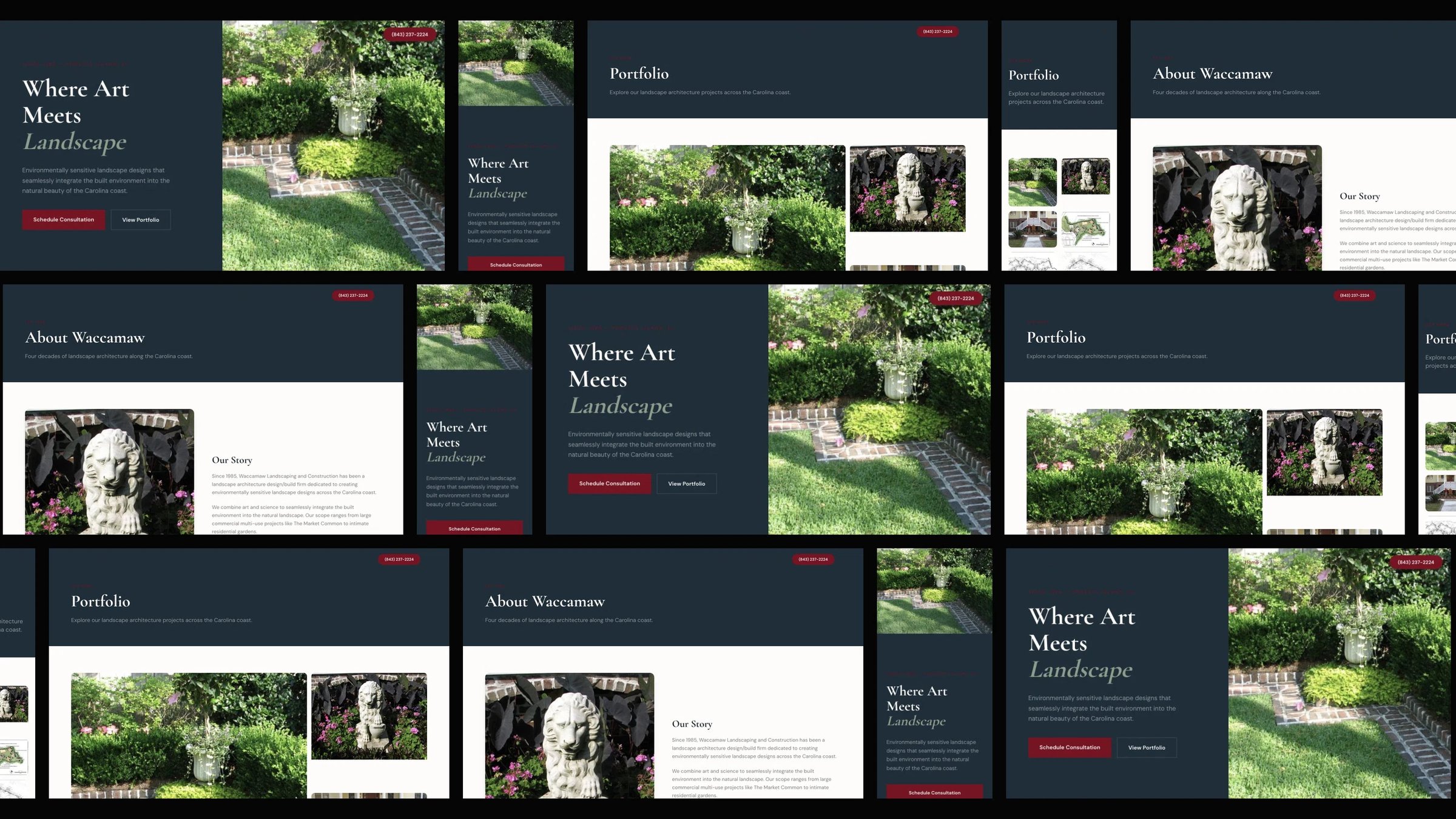 Waccamaw Landscaping & Construction: desktop and mobile website designs