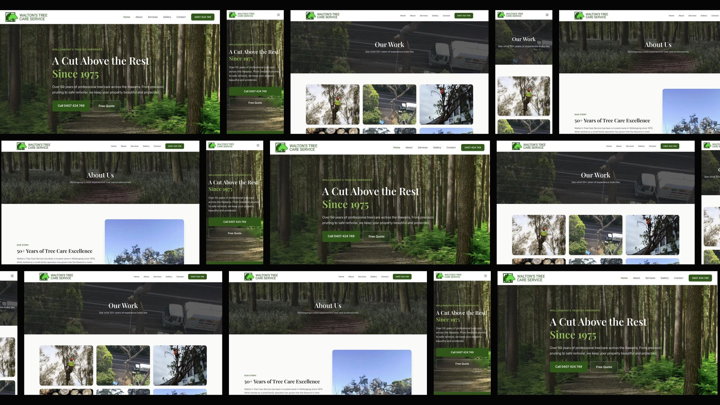 Walton's Tree Care Service: desktop and mobile website designs
