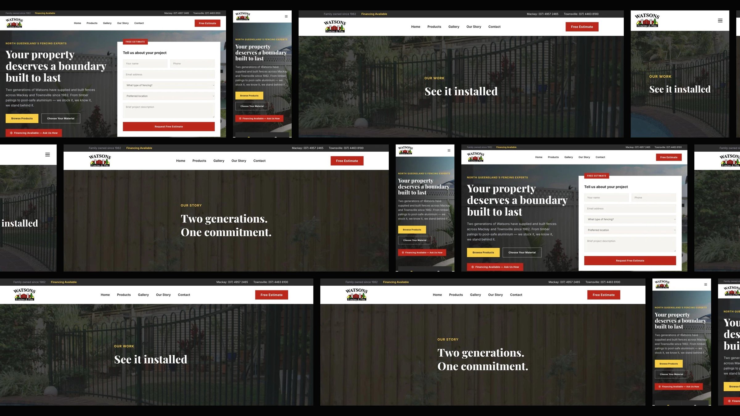 Watsons Fencing & Pine: desktop and mobile website designs