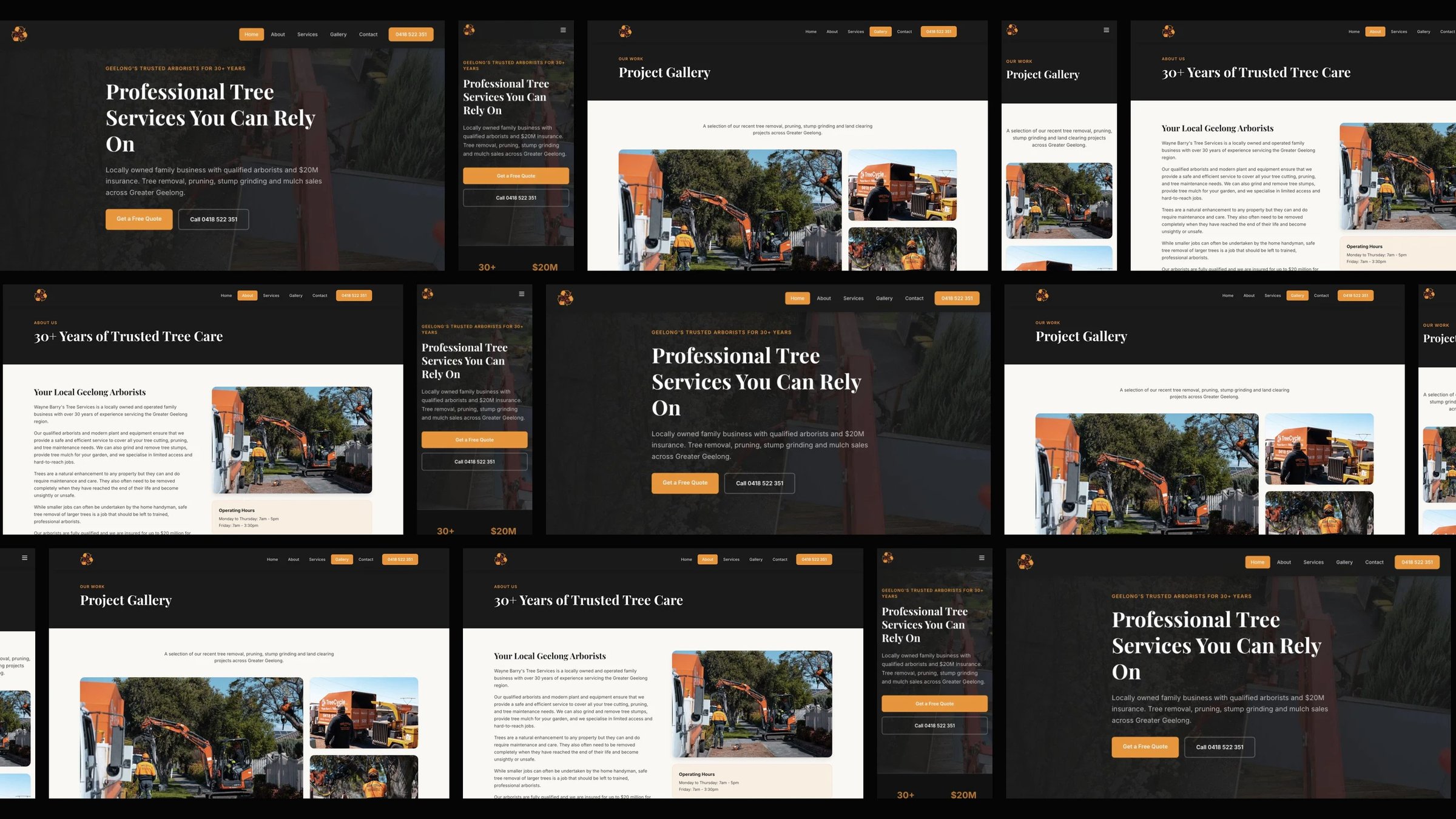 Wayne Barry's Tree Services: desktop and mobile website designs
