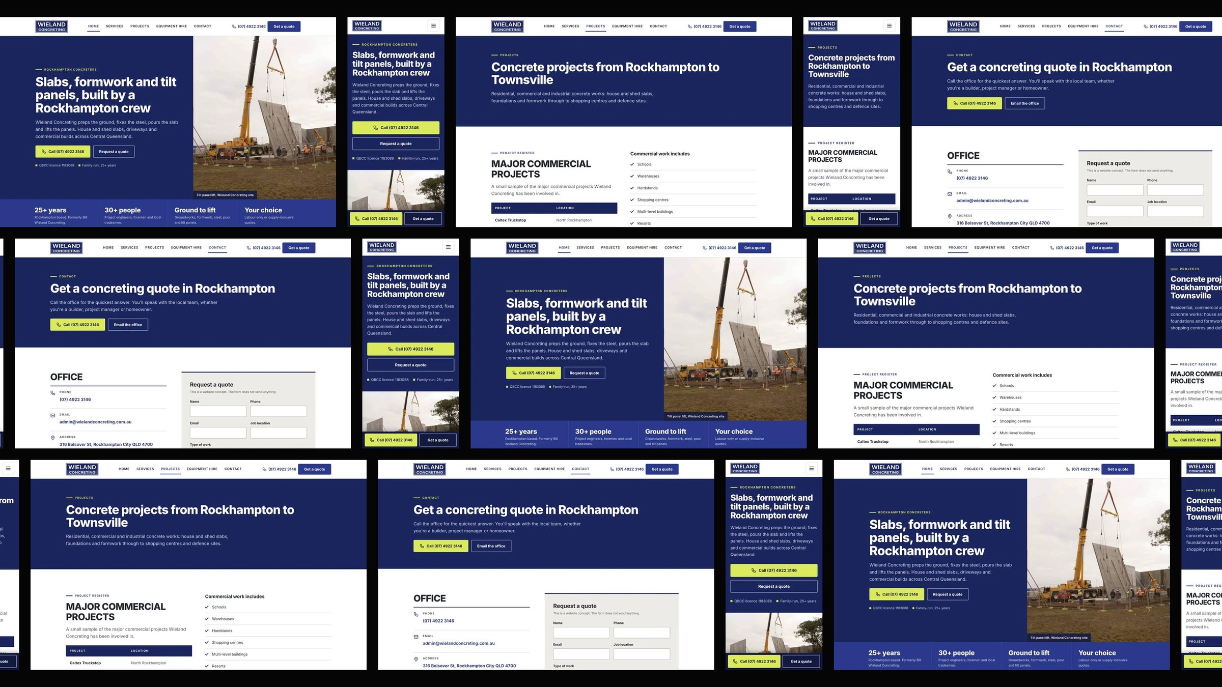 Wieland Concreting: desktop and mobile website designs