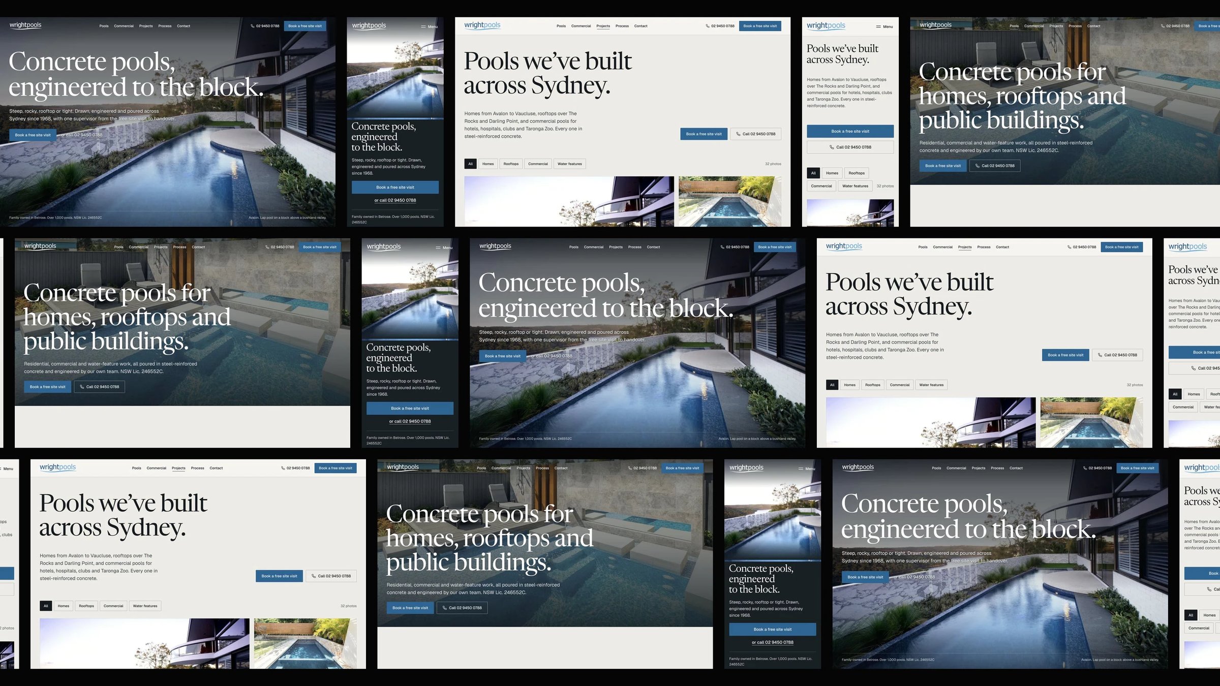 Wright Pools: desktop and mobile website designs
