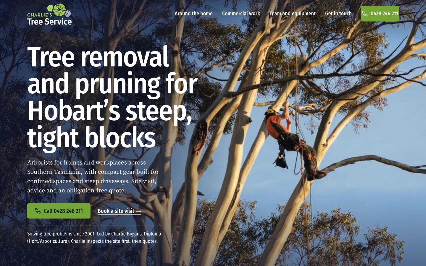 Charlie's Tree Service website redesign concept