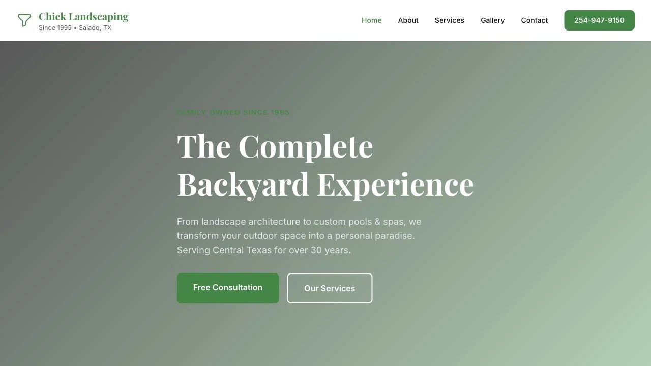 Chick Landscaping website redesign concept