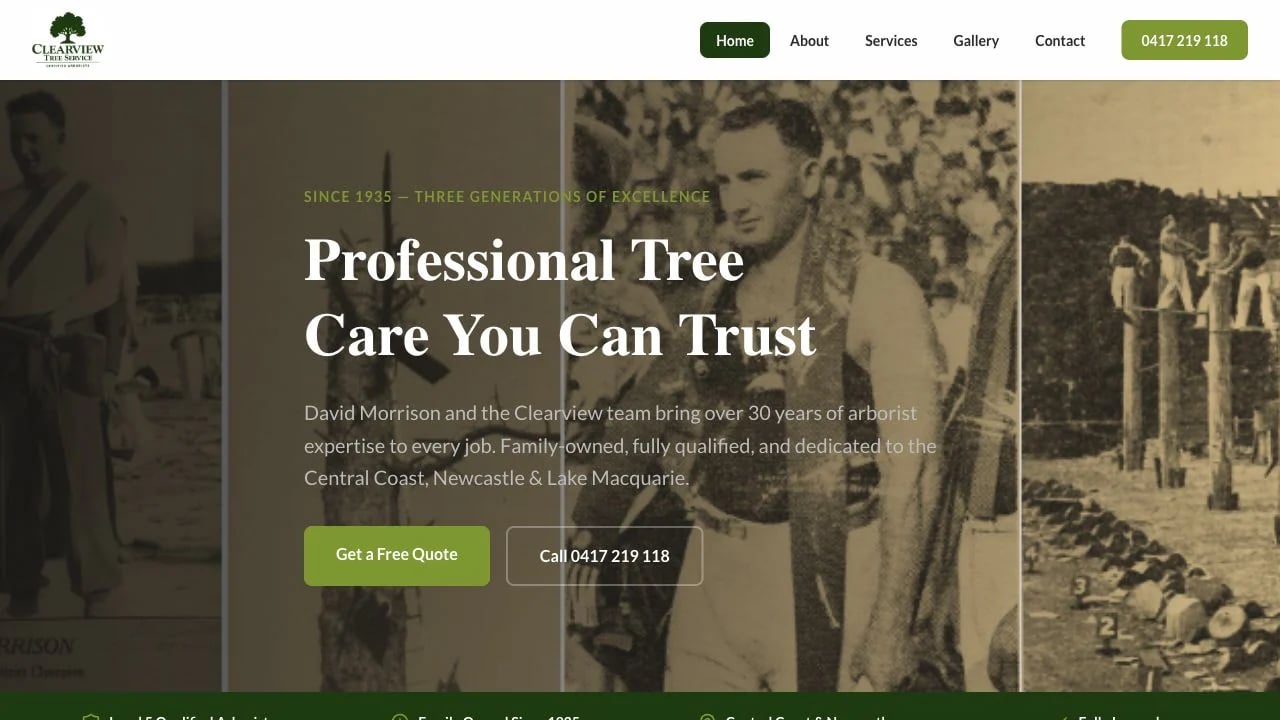 Clearview Tree Service website redesign concept