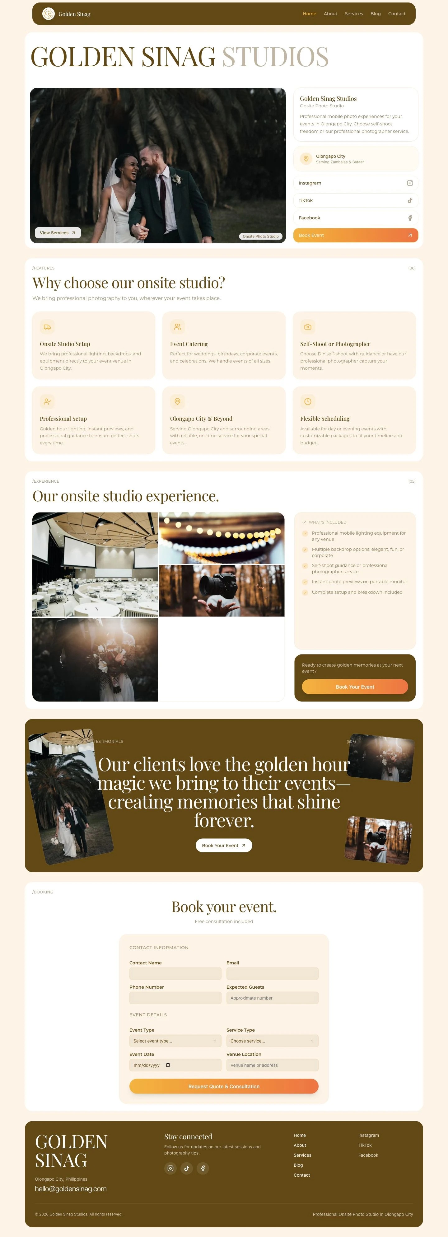 Golden Sinag Studios — website by vendrato