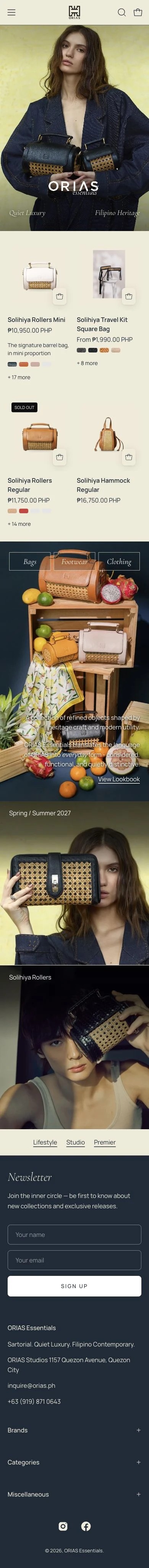 ORIAS Essentials mobile design