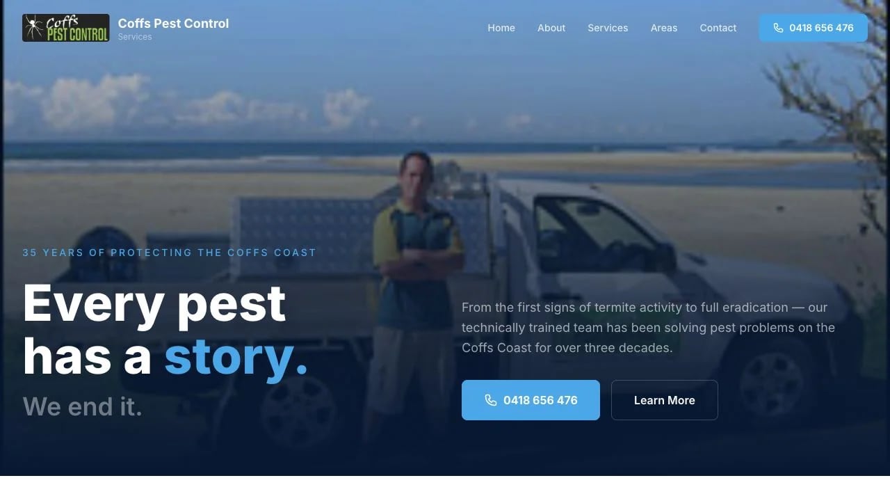 Coffs Harbour Pest Control Services website redesign concept