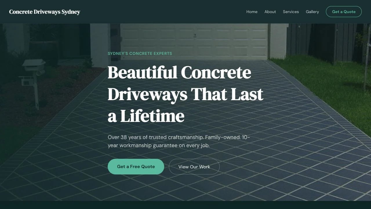 Concrete Driveways Sydney website redesign concept