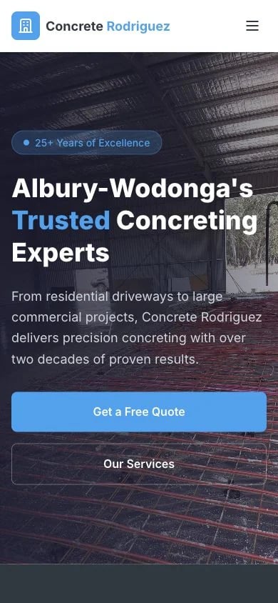 Concrete Rodriguez concept at mobile width