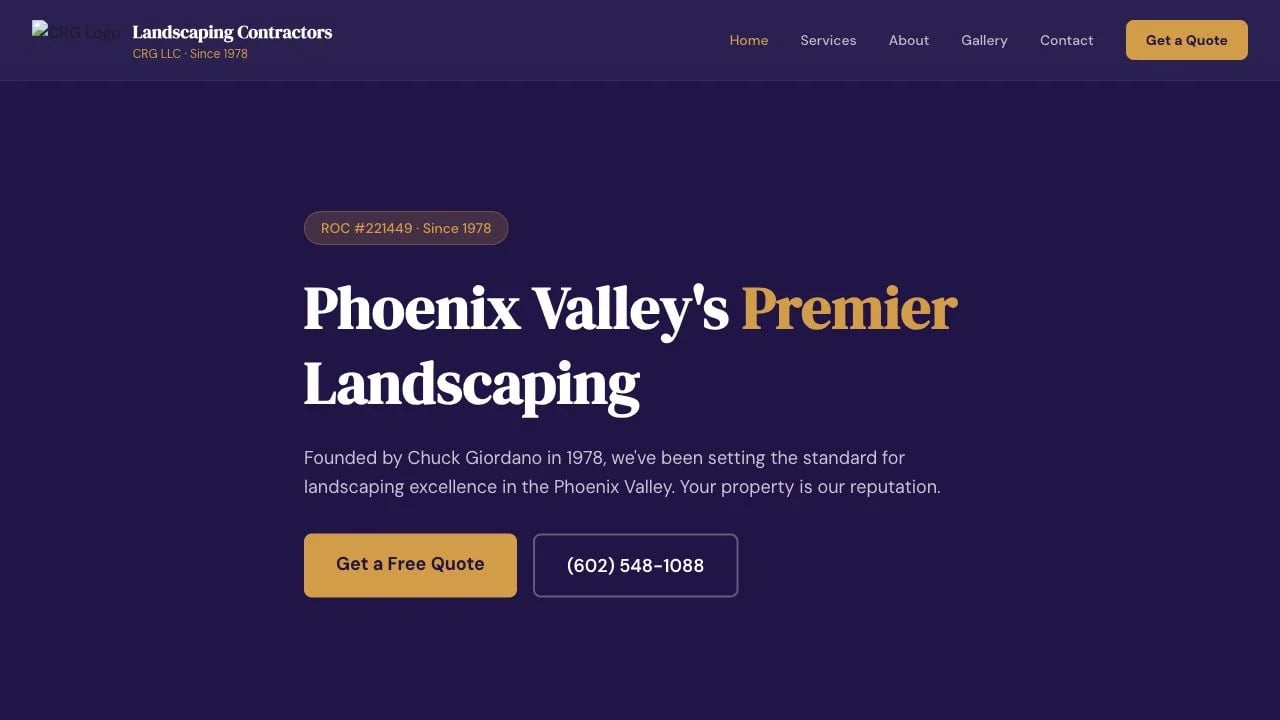 CRG Landscaping Contractors website redesign concept