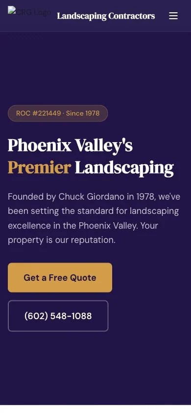 CRG Landscaping Contractors concept at mobile width