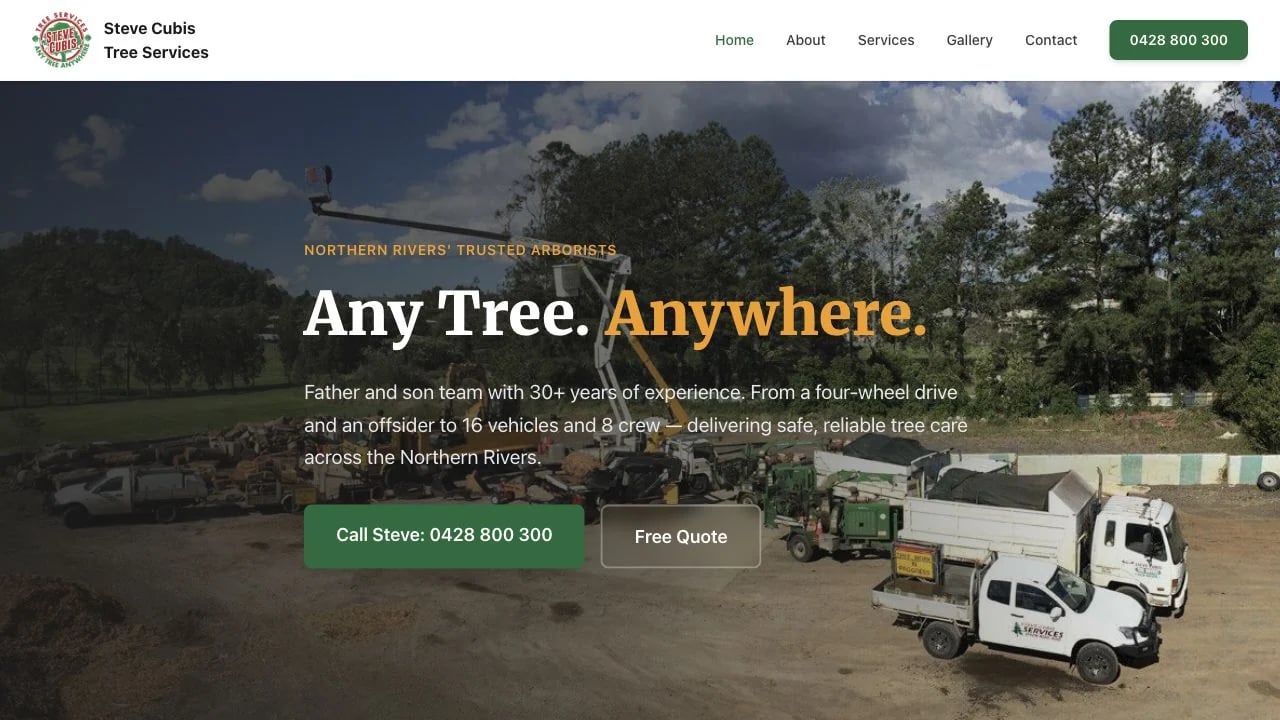 Steve Cubis Tree Services website redesign concept