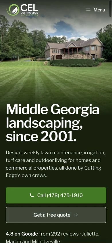 Cutting Edge Landscaping concept at mobile width