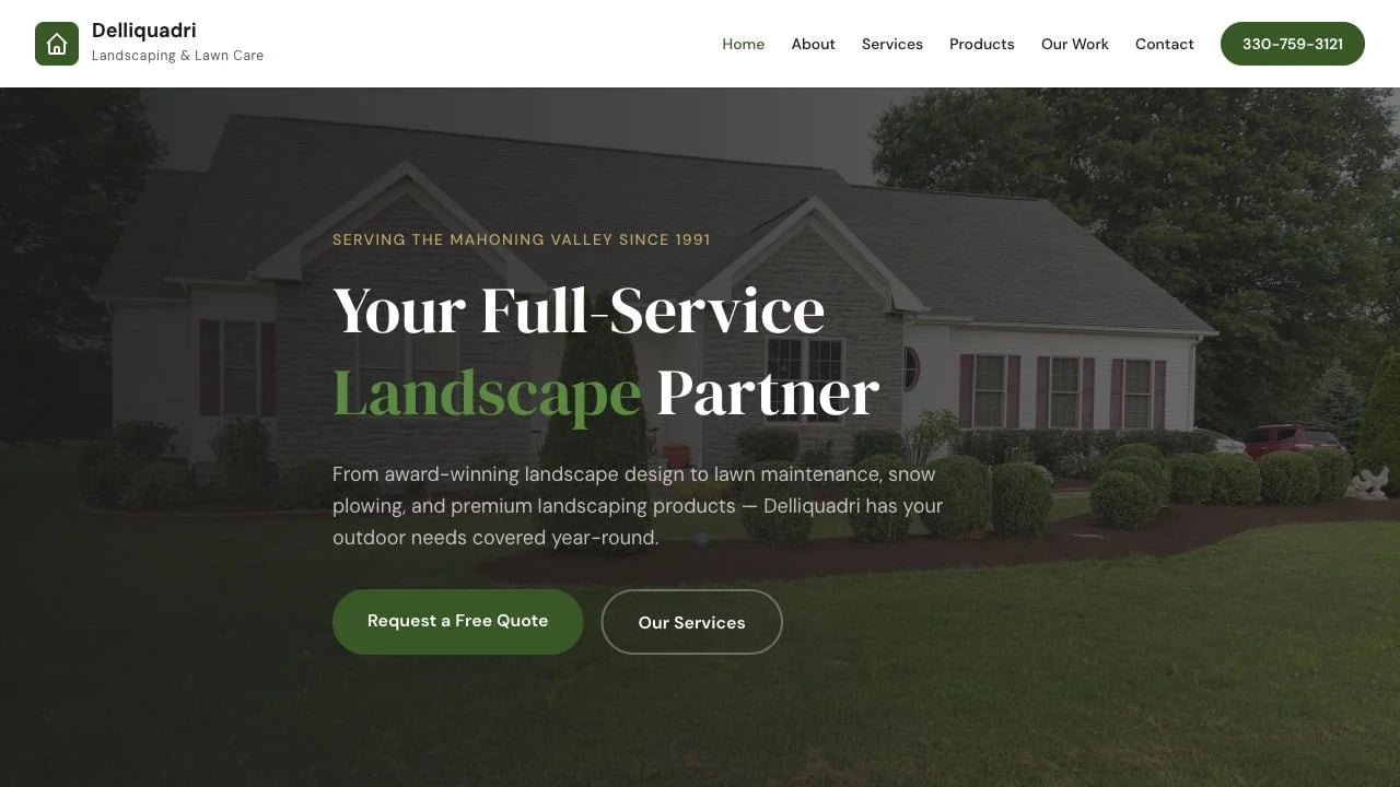 Delliquadri Landscaping website redesign concept