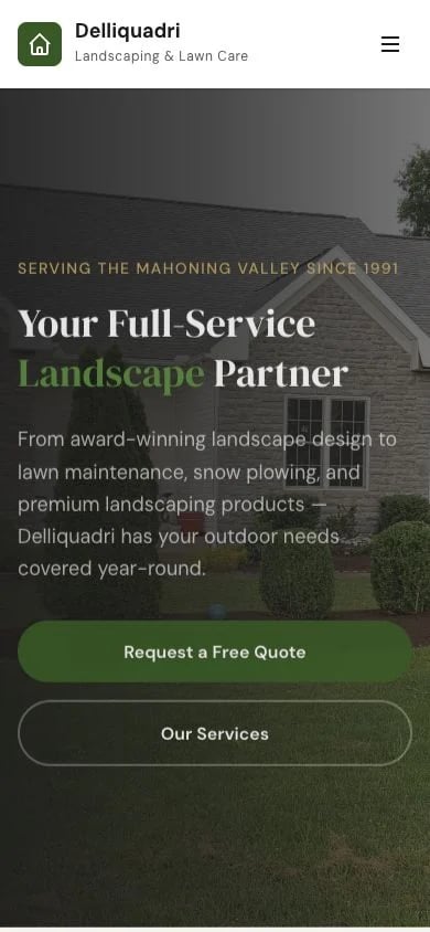 Delliquadri Landscaping concept at mobile width