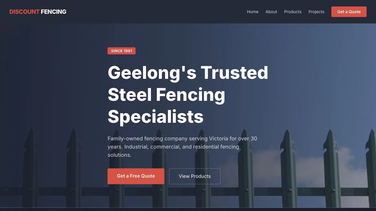 Discount Fencing Geelong website redesign concept