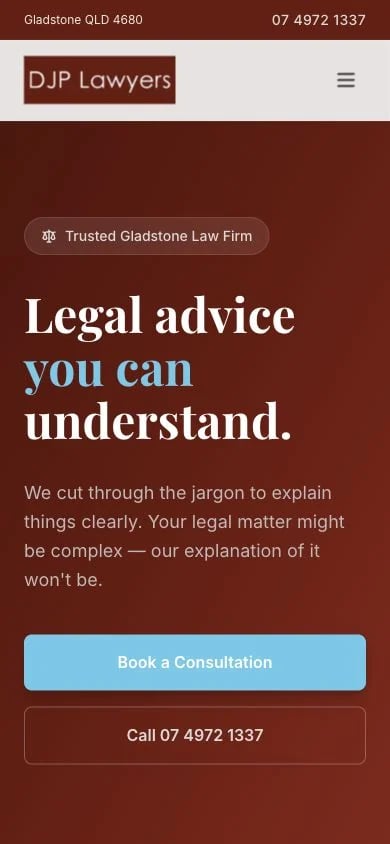 DJP Lawyers concept at mobile width
