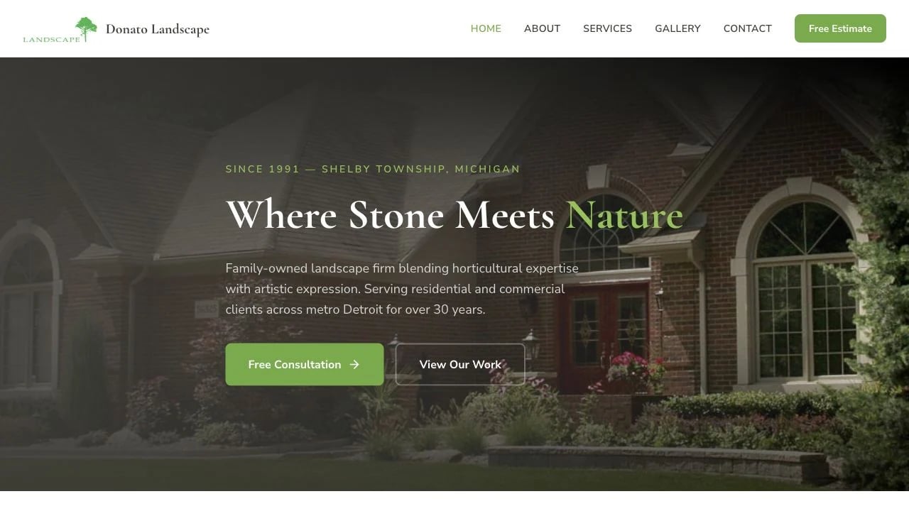 Donato Landscape website redesign concept