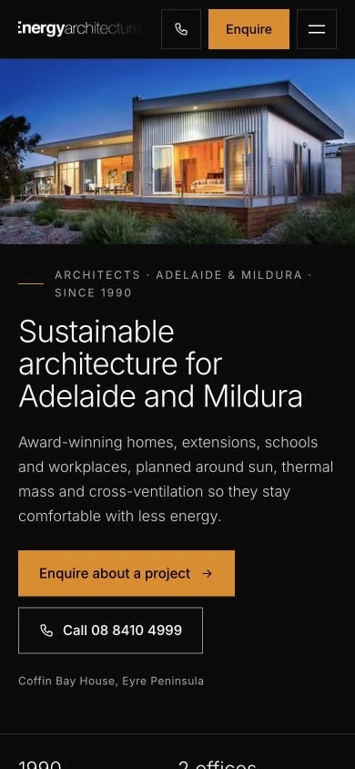 Energy Architecture concept at mobile width