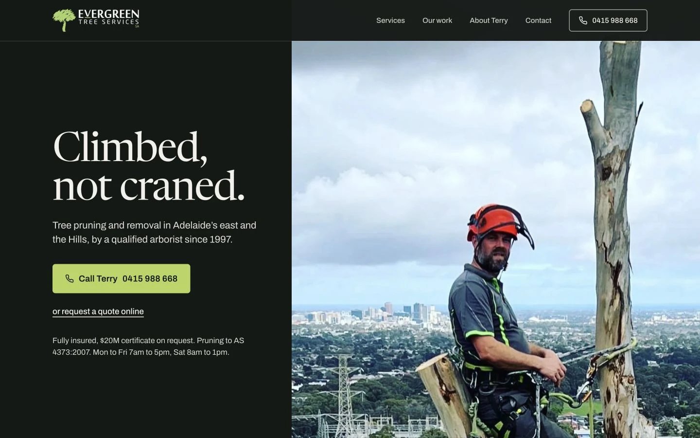 Evergreen Tree Services SA website redesign concept