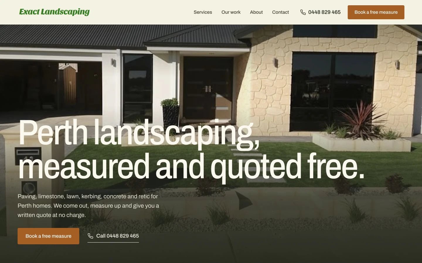 Exact Landscaping website redesign concept