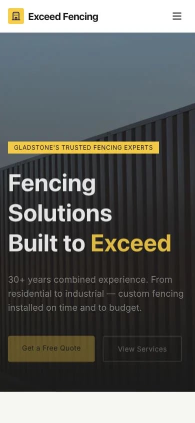 Exceed Fencing concept at mobile width