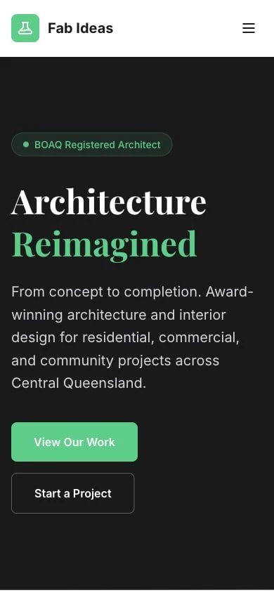 Fab Ideas concept at mobile width