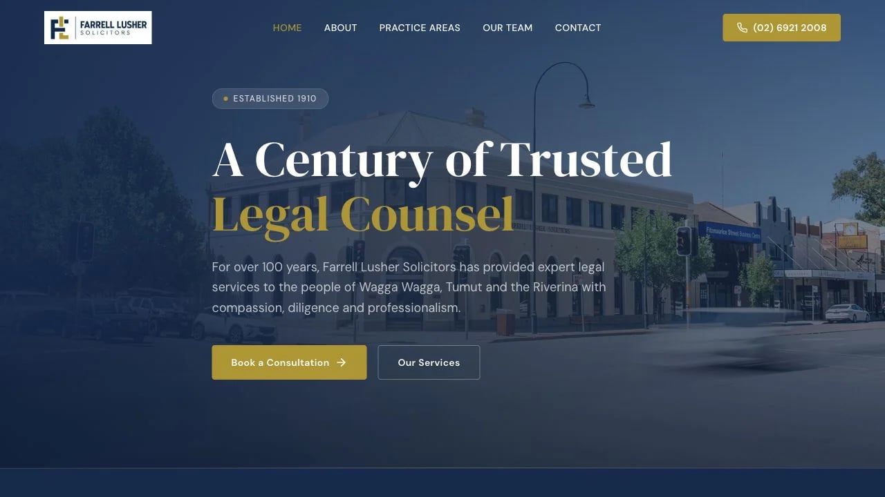 Farrell Lusher Solicitors website redesign concept