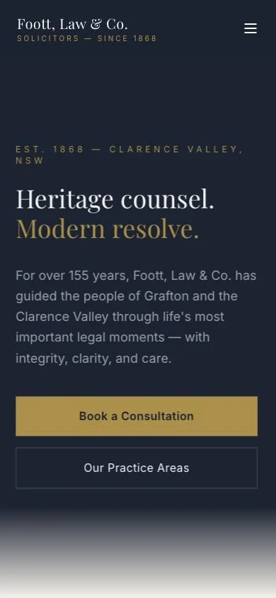 Foott, Law & Co. concept at mobile width