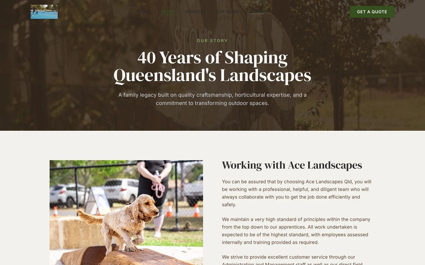 Ace Landscapes Qld: About design, showing “40 Years of ShapingQueensland's Landscapes”