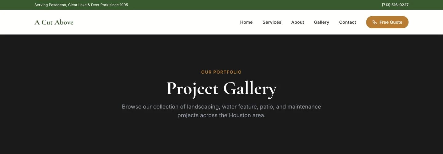 A Cut Above Lawn Service & Landscaping: Gallery desktop layout