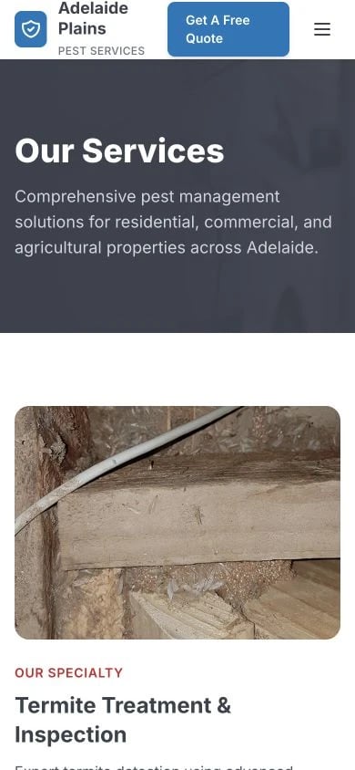 Adelaide Plains Pest Services: Services mobile layout