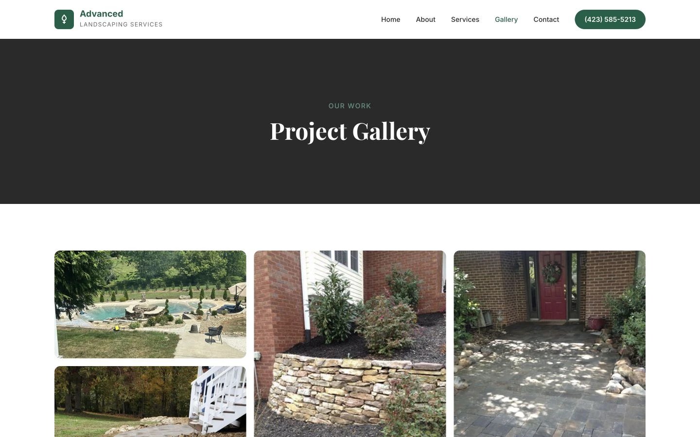 Advanced Landscaping Services: Gallery desktop layout