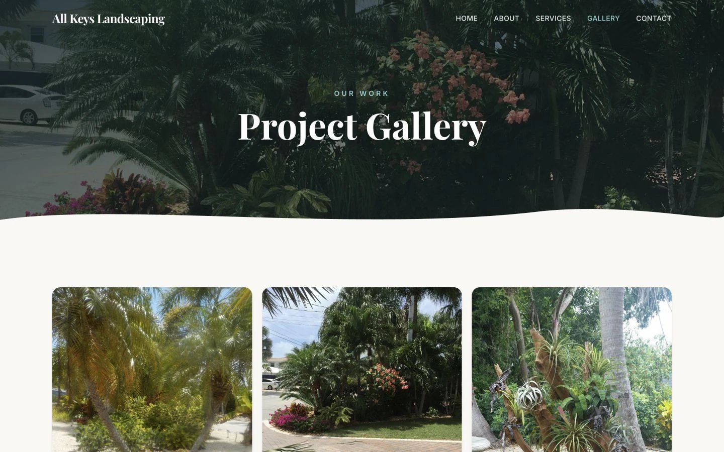 All Keys Landscaping: Gallery desktop layout