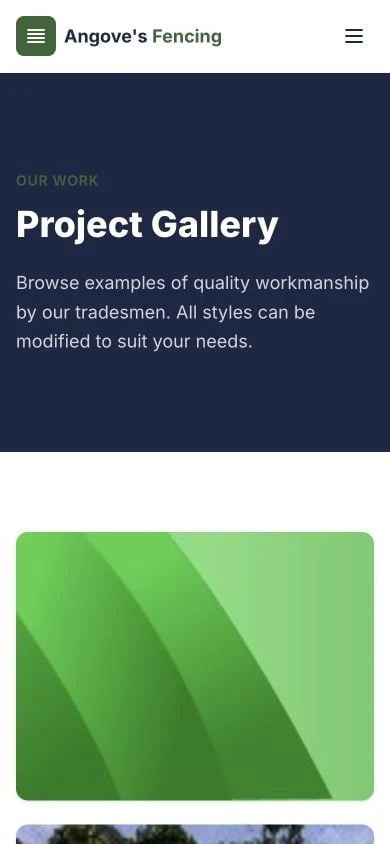 Angove's Fencing: Gallery mobile layout