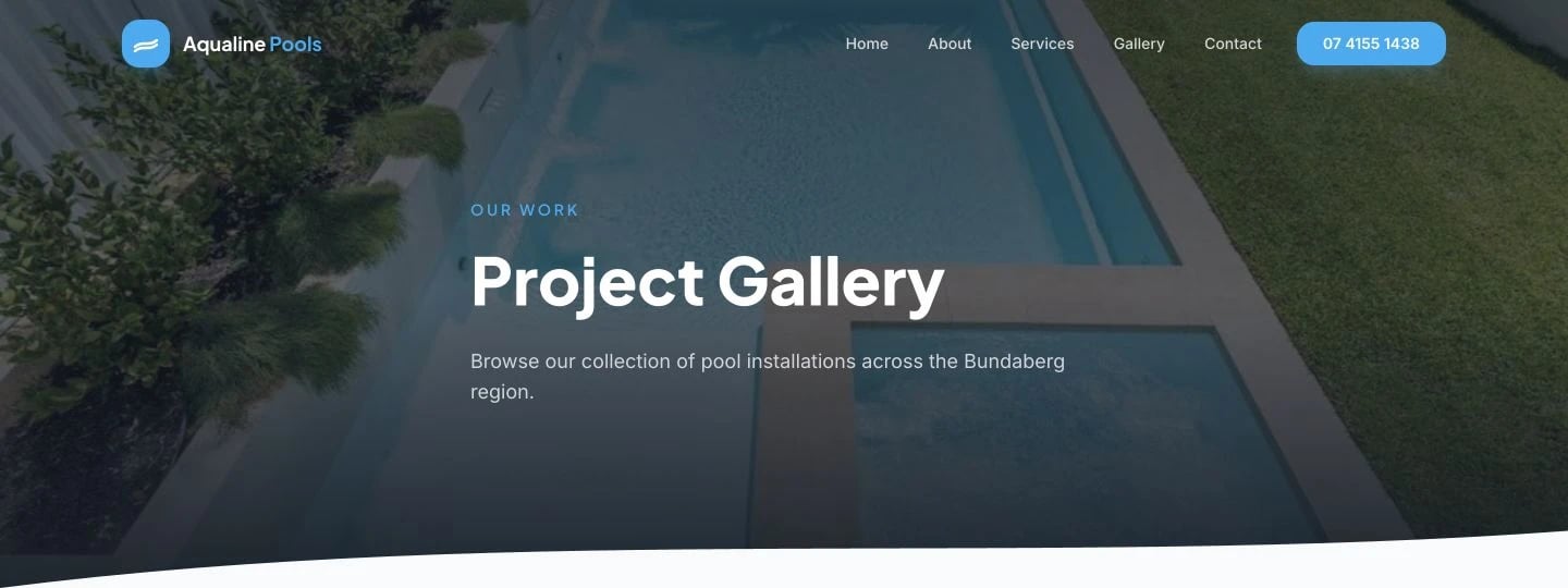 Aqualine Pools & Spas: Gallery desktop layout