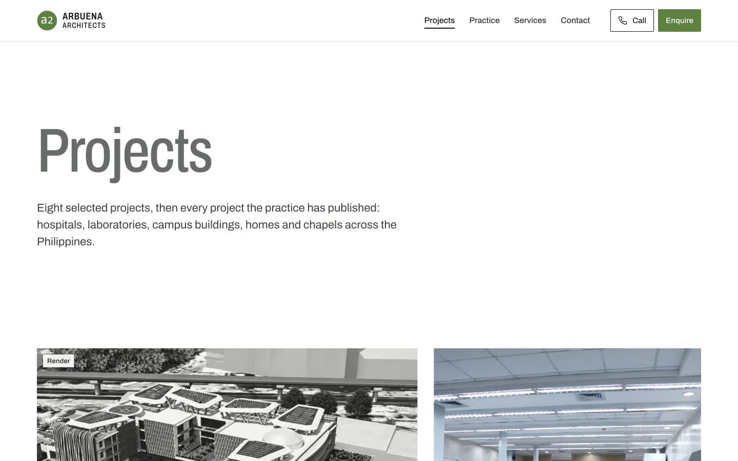 ARBuena Architects: Projects desktop layout