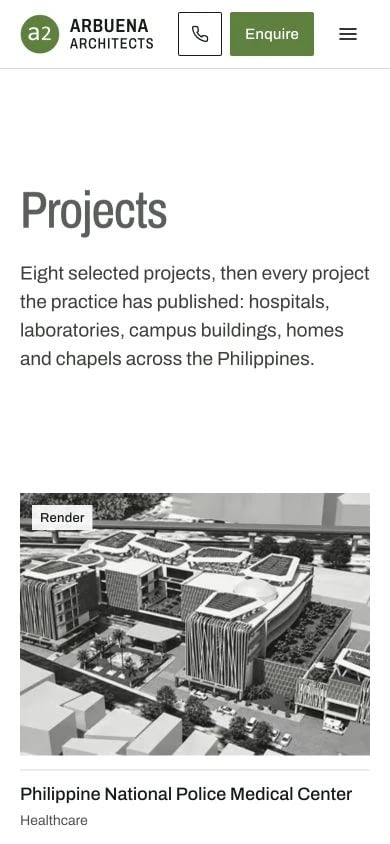 ARBuena Architects: Projects mobile layout