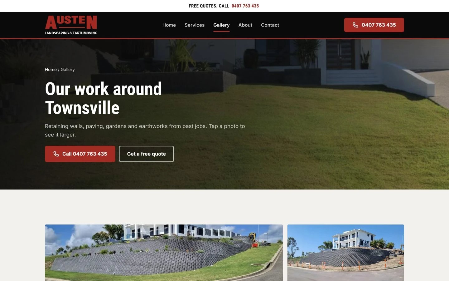 Austen Landscaping & Earthmoving: Gallery desktop layout