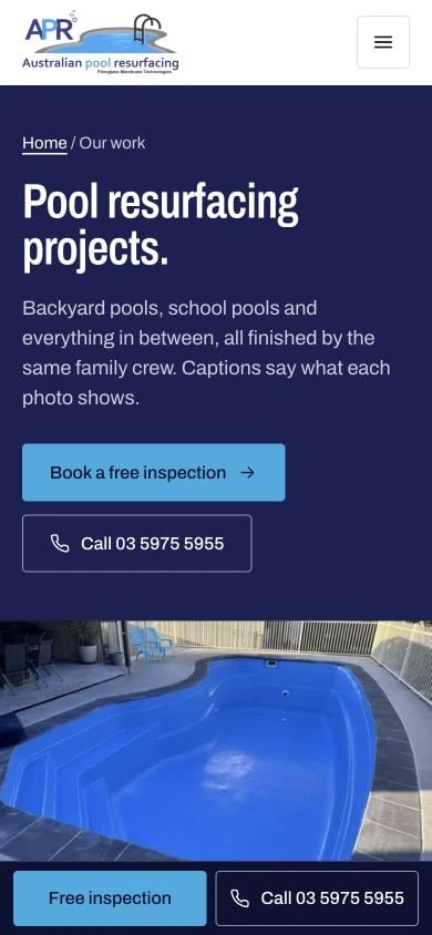 Australian Pool Resurfacing: Gallery mobile layout