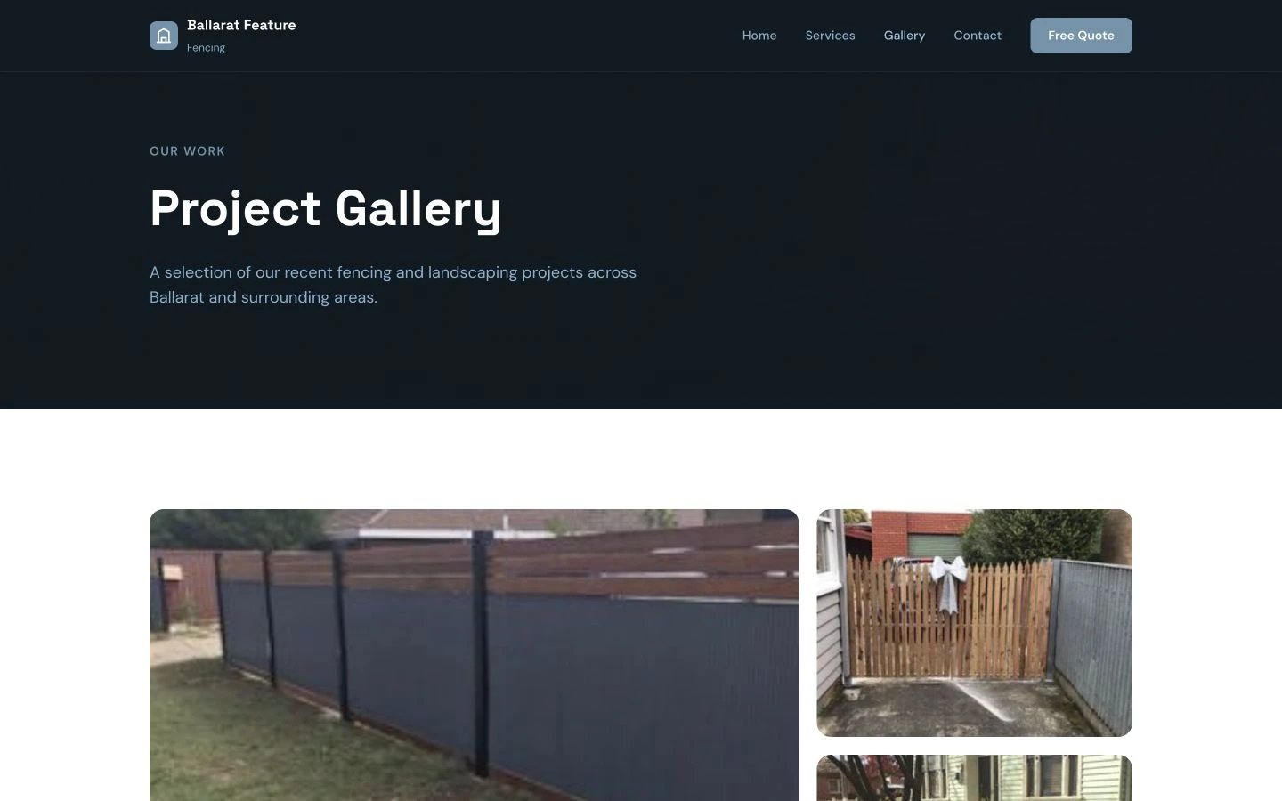 Ballarat Feature Fencing: Gallery desktop layout